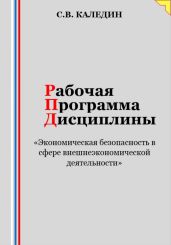 Рабочая программа дисциплины «Экономическая безопасность в сфере внешнеэкономической деятельности» - Каледин Сергей Евгеньевич